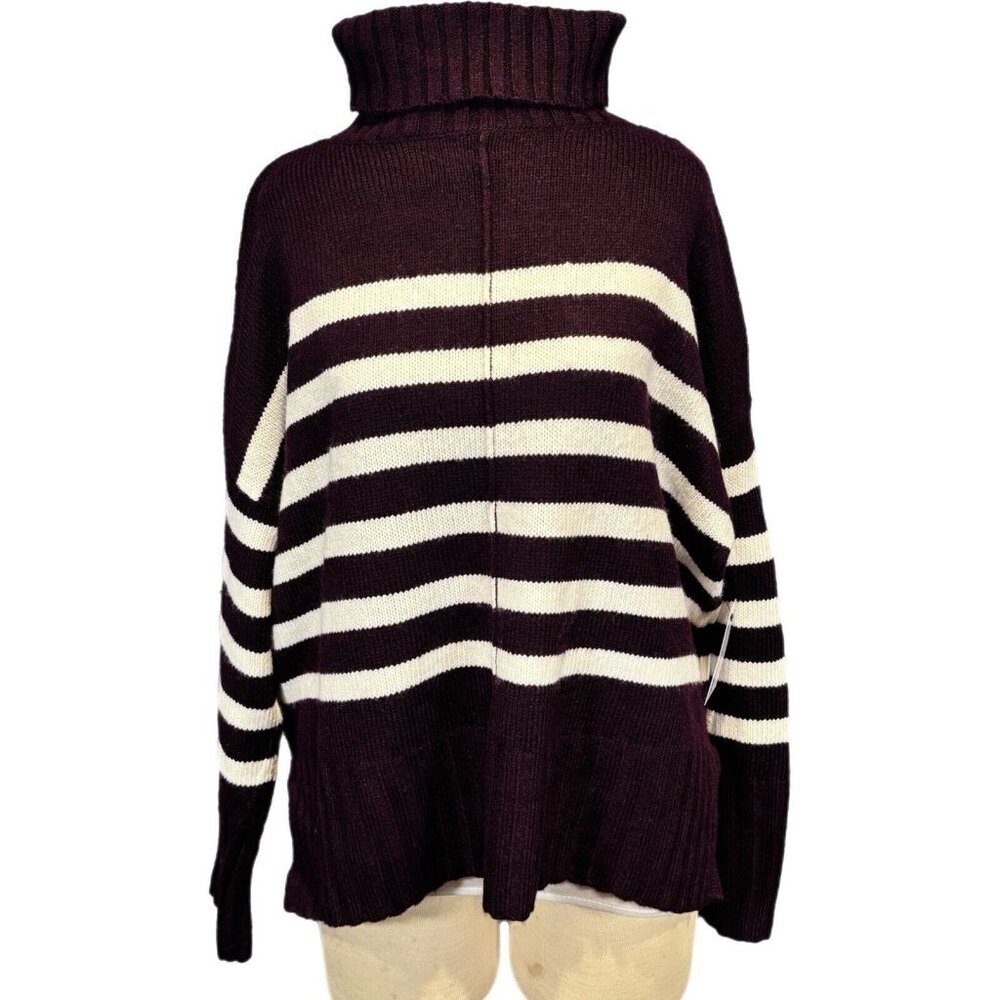Sonoma Womens Long Sleeve Tunic Turtleneck Sweater Size LP Berry Cream